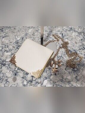 Like Dreams Square Crossbody Wallet in Ivory colorway With Gold Chain & Charm